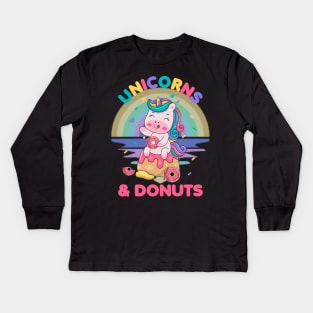 Unicorns and Donuts Kids Long Sleeve T-Shirt